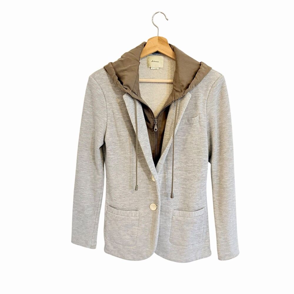Elevenses Anthropologie Hooded Dickie Blazer Jacket Sz S Academia Preppy Twofer